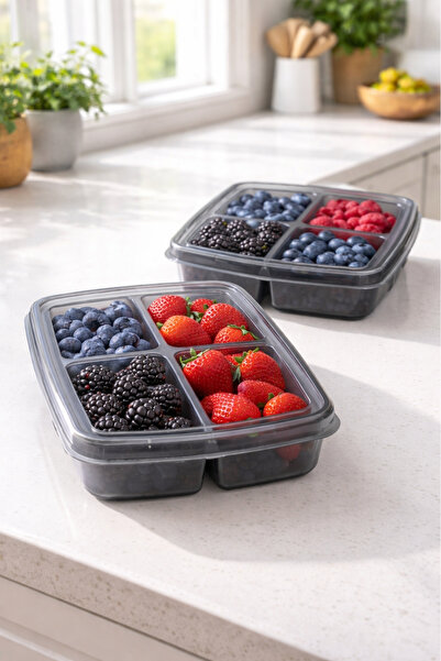 Hesaplı Kasa 4 Bölmeli Buzdolabı Organizeri 400 ml, Friz Düzenleyici, 2'li Set