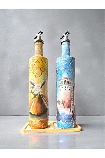 Mes Reves 750 ml Hand Painted Glass Oil Pot Set – Istanbul Series |   Mevlana...