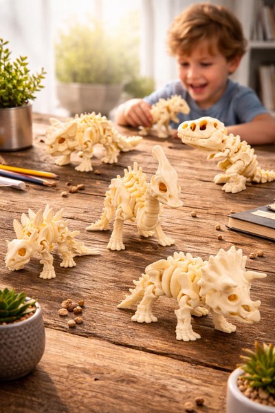 Flexilab Creative 6'lı Dinozor İskeleti Figür Oyuncak Seti – Eklemli 3D Eğiti...