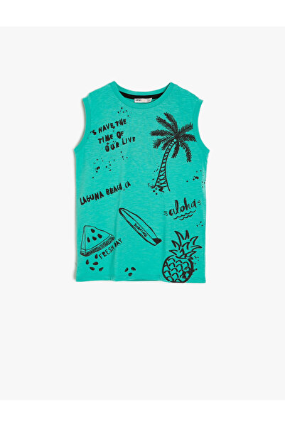 Koton قميص داخلي مطبوع عليه حروف الصبي الأخضر