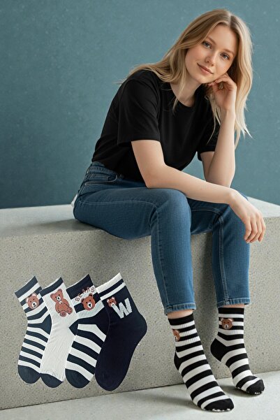 Esinti 4 Pairs of Women's and Men's Cotton Patterned Socks – College & Sneaker Matching Colorful Socks