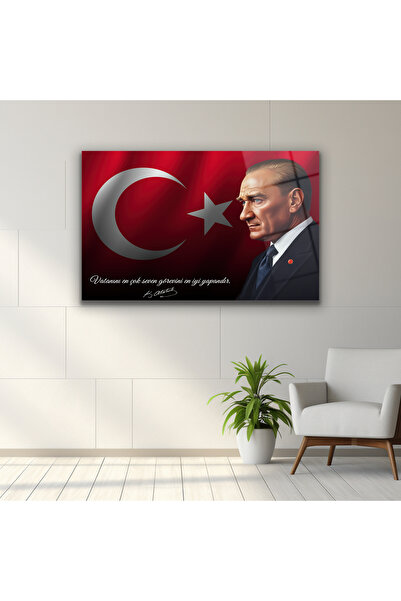 DEKORİCACAM Atatürk Cam Tablo