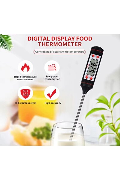 cc bin shihon مقياس حرارة رقمي للخبز والطعام باللون الأسود لمطبخ, نوع المسبار الإلكتروني، شاشة رقمية