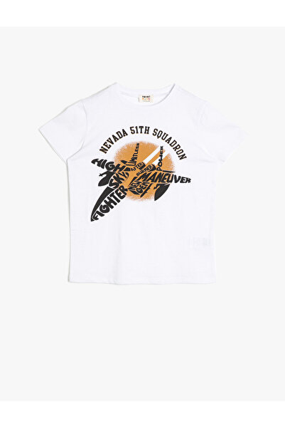 Koton Tricou alb cu imprimeu text pentru băiat