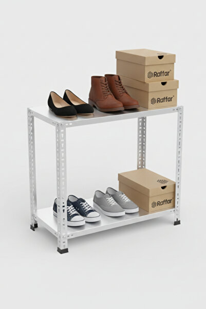 Raffar 2 Katlı Çelik Raf Sistemi | Galvaniz Depo Rafı | Demir Metal Raf | 43-93-200