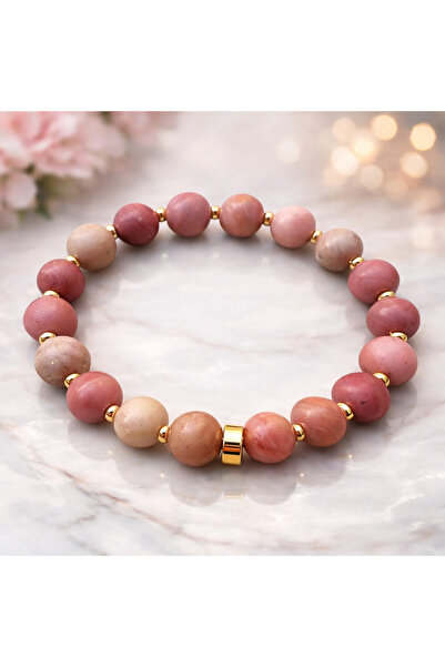 Sunshe Atelier Pembe Rodonit Taşı Doğaltaş Bileklik(Aşk-Sevgi-Sağlık)