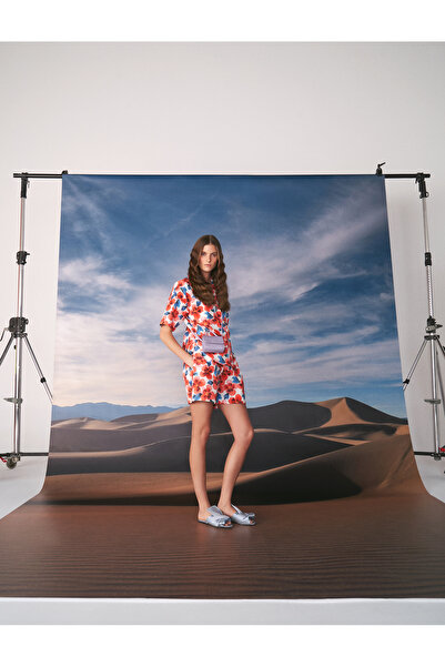 Koton Dámské červené vzorované šortky a bermudy