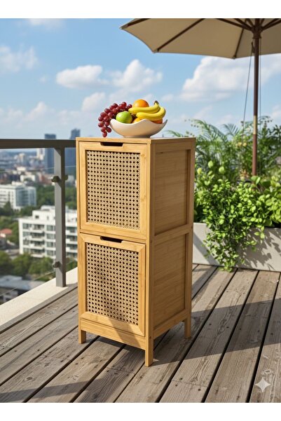 Masal Home Ahşap Rattan sebzelik