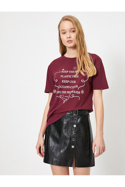 Koton Μπλουζάκι με κοντό μανίκι με λαιμόκοψη