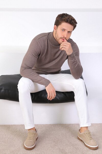 Ferraro Ανδρικό βαμβακερό πουλόβερ με ζιβάγκο Nescafe