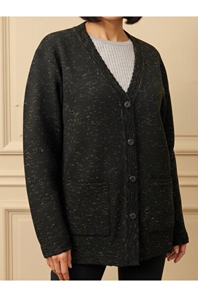 TEK سترة صوفية كبيرة الحجم / سوداء