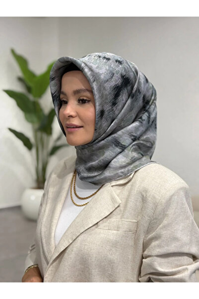 Aker Leopar Desen 2025/2026 İpek Krep Saten Eşarp