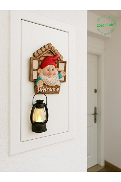 Gobo Fenerli Welcome Cücesi Dekoratif Kapı ve Duvar Süsü Farklı Renklerde