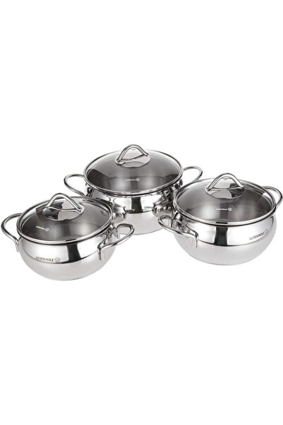 KORKMAZ طقم أواني طهي من الفولاذ المقاوم للصدأ من تومبيك، 6 قطع. / A1801