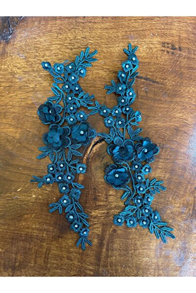 Gönülden Tasarım 2 Li 26X15 Cm Güpür Nakış İşleme Aplike ZÜMRÜT