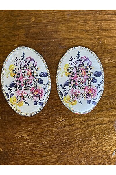 Gönülden Tasarım 8x7 Cm 2 bucăți de piatră care se lipesc cu fierul de călcat Arma florală