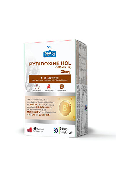 Advanced Health Pyridoxine HCL 25 MG (B6) Tablets 100 mg - 60 Capsules from A...