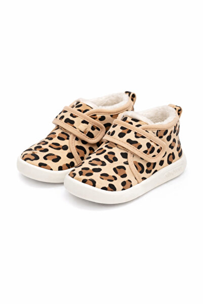 Superbaby Pantofi animal print pentru fetițe pentru primii pași, îmblăniți, c...