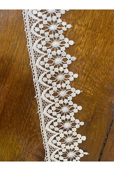Gönülden Tasarım Aplicație de cusut cu mărgele de perle cu model de guipur alb 1 metru EN 5.2