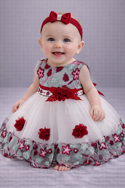 Superbaby Rochita ocazie cu broderie visinie