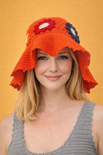 Gönülden Tasarım RUČNO PLETENA KAPA SA CVETOVIMA, SPORTSKA KAPA, BEANIE, NE I...