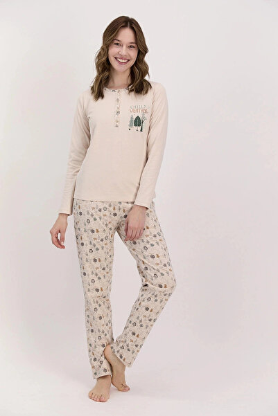 Arnetta طقم بيجامة نسائي من Chilly Weather Sand Beige