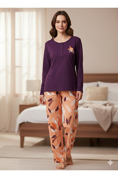 AYPERİ Σετ πιτζάμες από βαμβάκι με 3 κουμπιά