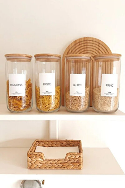 KaiHome 4 قطع برطمانات زجاجية كبيرة الحجم مع غطاء مفرغ من الخيزران