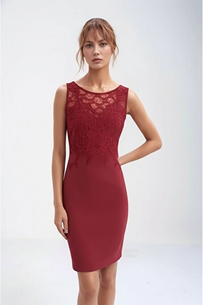 MAMAYAGA Ženska Čipka okrugla kragna elegantna večernja mini haljina sa naram...