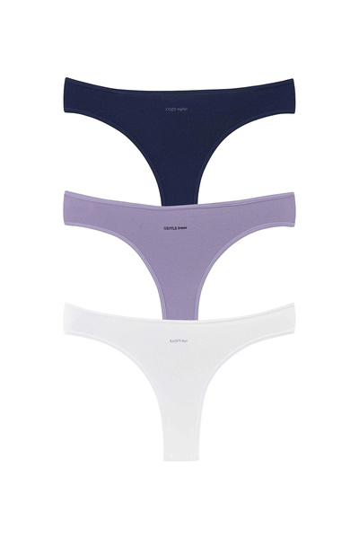 cappadocians 3-Pack Cotton Basic Regular Waist Brazilian String Panties