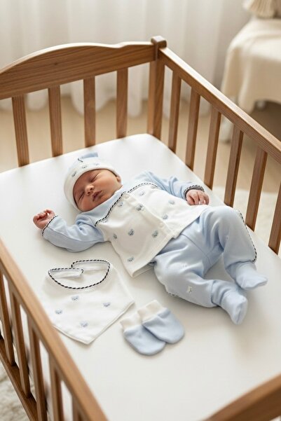 Cherub Baby Teddy Ayıcık Nakışlı Yenidoğan Erkek Bebek 5 Parça Hastane Çıkışı...