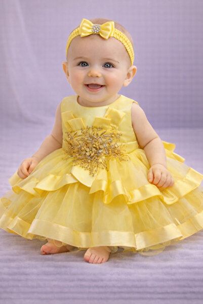 Superbaby Rochita de ocazie galbena cu volane