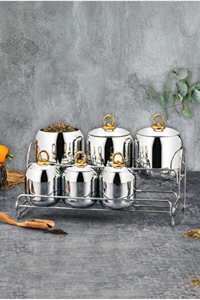 ÖZLİFE Rooz Lisa 15 Piece Spice Rack Plain Gold
