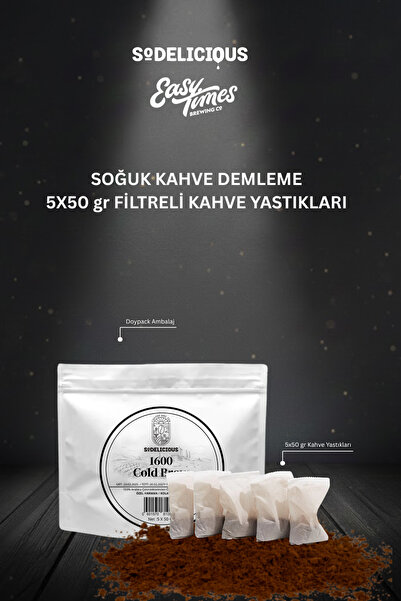 SODELICIOUS COFFEE TEA Cold Brew Filtre Kahve Yastığı 5’li | 5 x 50 g Kolay D...
