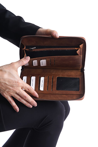 MOORBAG Lucas Taba Hakiki Deri Fermuarlı Unisex Portföy El Çantası