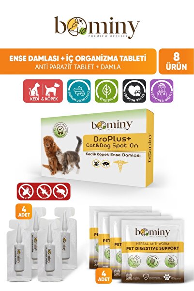 bominy pet Kedi Köpek İç Dış Anti Parazit Uzaklaştırıcı Bitkisel Damla Ödül T...
