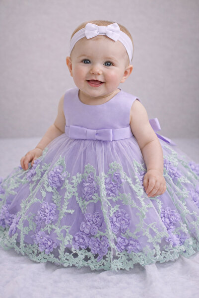 Superbaby Φόρεμα για ειδικές περιστάσεις σε λιλά χρώμα - Κήπος με λουλούδια