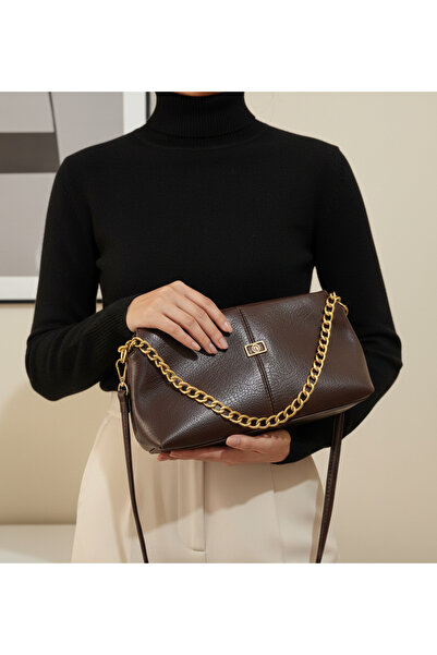 DMR PLACE Women's Soft Textured Gold Chain Detailed Modern Baguette Hand and ...