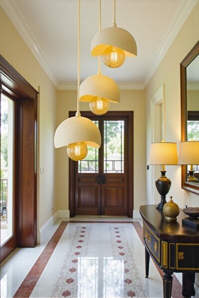 Depozee Modern Beton Görünümlü 3’lü Sarkıt Avize Beyaz İskandinav Loft Stil T...