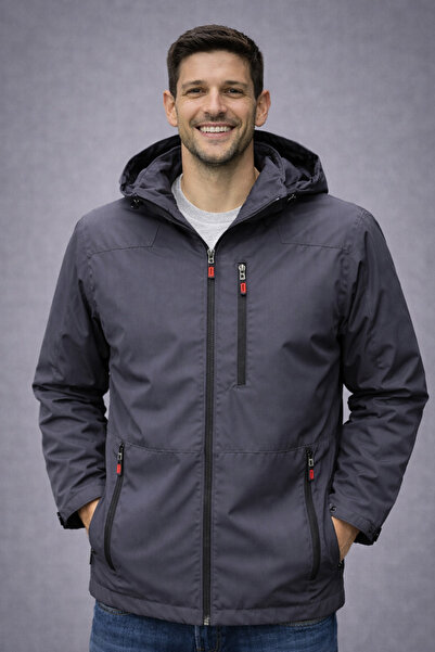 DYNAMO Erkek Çıkarılabilir Kapşonlu Mevsimlik Yağmurluk Mont