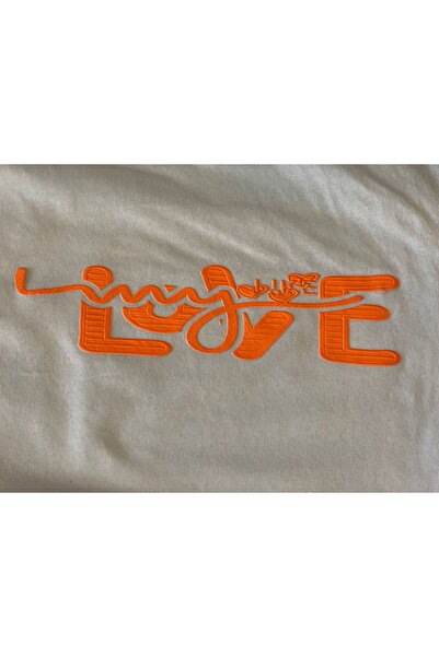 Gönülden Tasarım 5X18 CM NEON TURUNC LOVE SCRITĂ IMPRIMEU TRANSFER IMPRIMEU A...