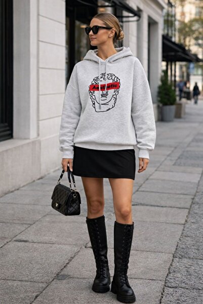 Oyer Moda Hanorac imprimat cu glugă pentru damă