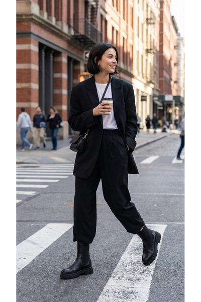 Ayakkabı Delisiyim Siyah Deri Kısa Kadın Postal Bot Lastikli Kalın Tabanlı Su...