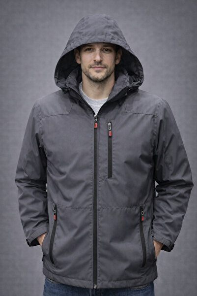 DYNAMO Erkek Çıkarılabilir Kapşonlu Mevsimlik Yağmurluk Mont