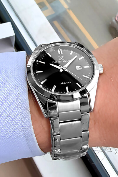 Daniel Klein Erkek Kol Saati 3 Atm Su Geçirmez Gümüş - Siyah Renk Çelik Kordo...