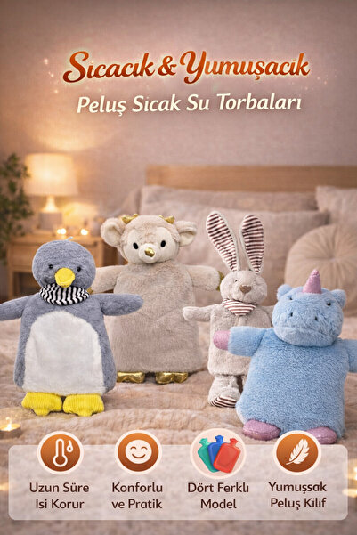 MİMOZA PARK Peluş Lux Çocuk Kahramanlı Sıcak Su Torbası 1 Litre