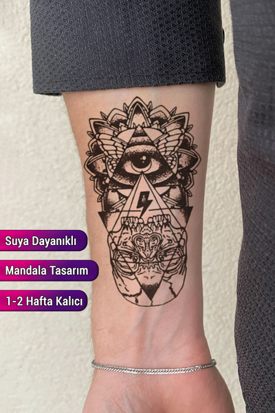 BiWini Illuminati Üçgen Göz Geçici Dövme Tattoo Bilek Kol Bacak Ve Göğüs Erke...