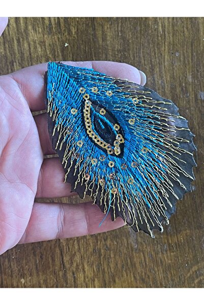 Gönülden Tasarım 10x7 Cm Aparat de încrustat cu fier de călcat Păun Arma Galben