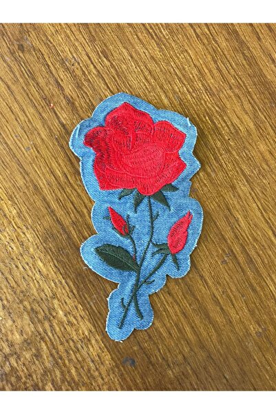 Gönülden Tasarım 17x14 cm peglač za farmerke, vez, crvena ruža, zakrpa, pribo...