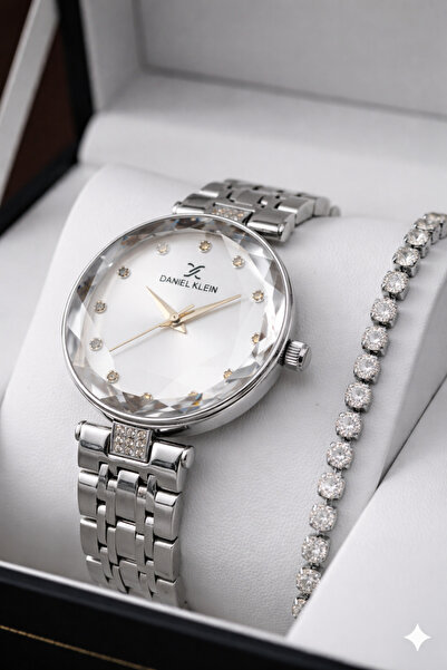 Daniel Klein Marka Orijinal Gümüş Renk 2 Yıl Garantili Kesme Cam Kadın Kol Sa...